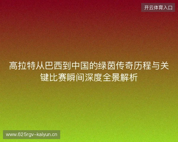 高拉特从巴西到中国的绿茵传奇历程与关键比赛瞬间深度全景解析